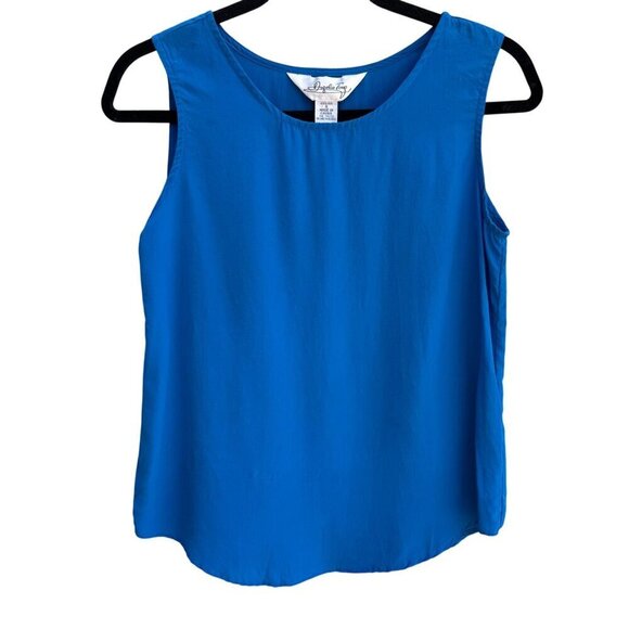 Angela Tong Tops - Angela Tong Womens 100% Silk Sleeveless Lightweight Minimalist Blue Blouse Top 4
